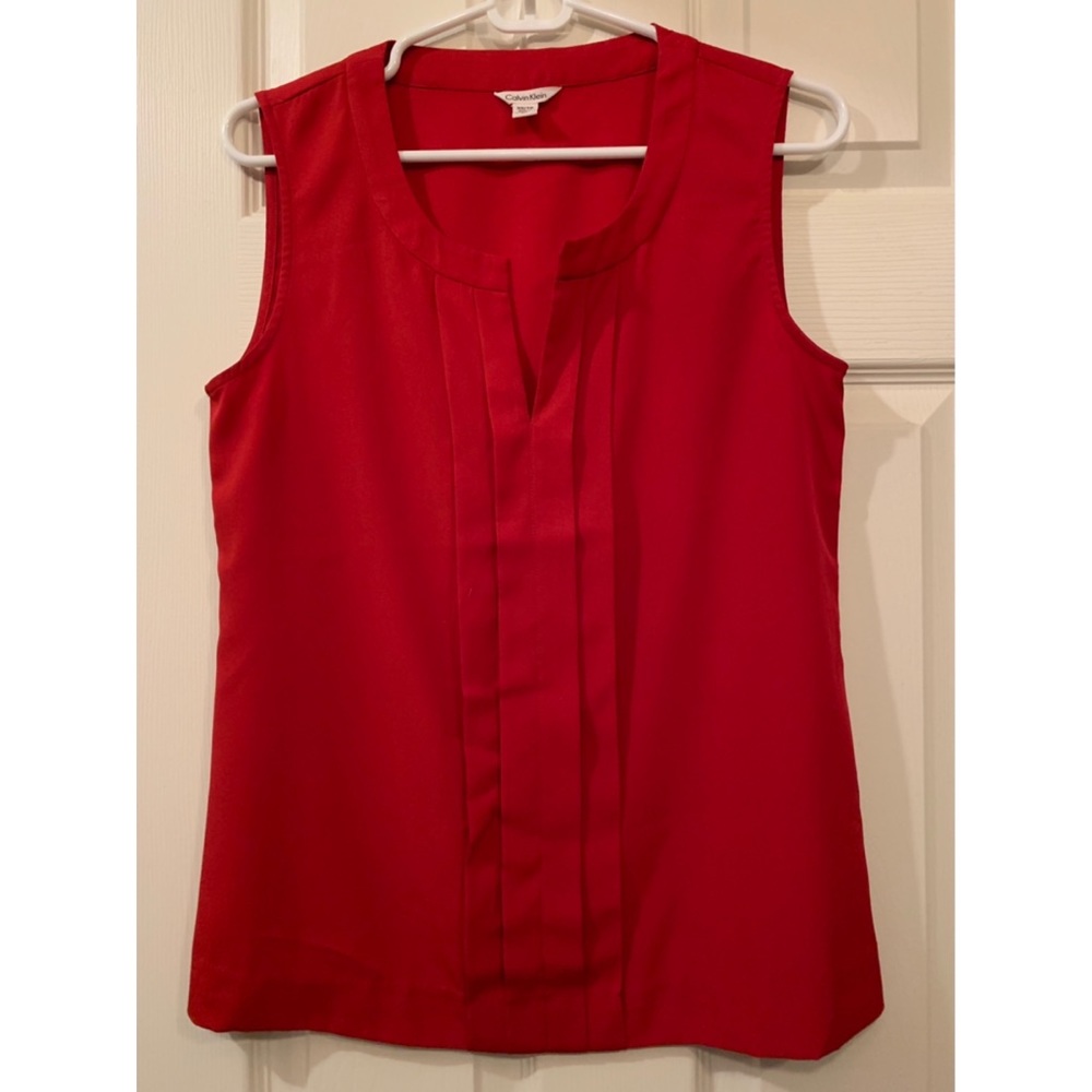 Calvin Klein Red Sleeveless Blouse